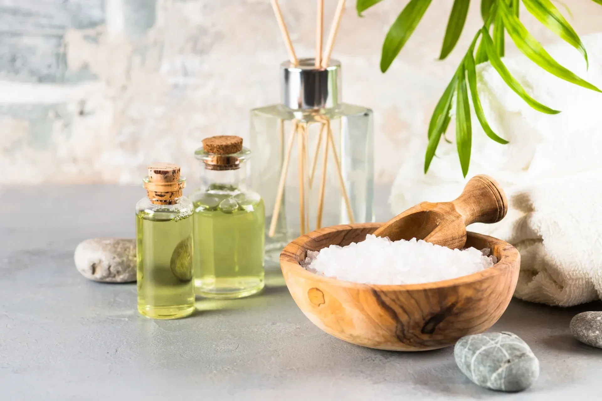 Relaxing spa setup with natural elements