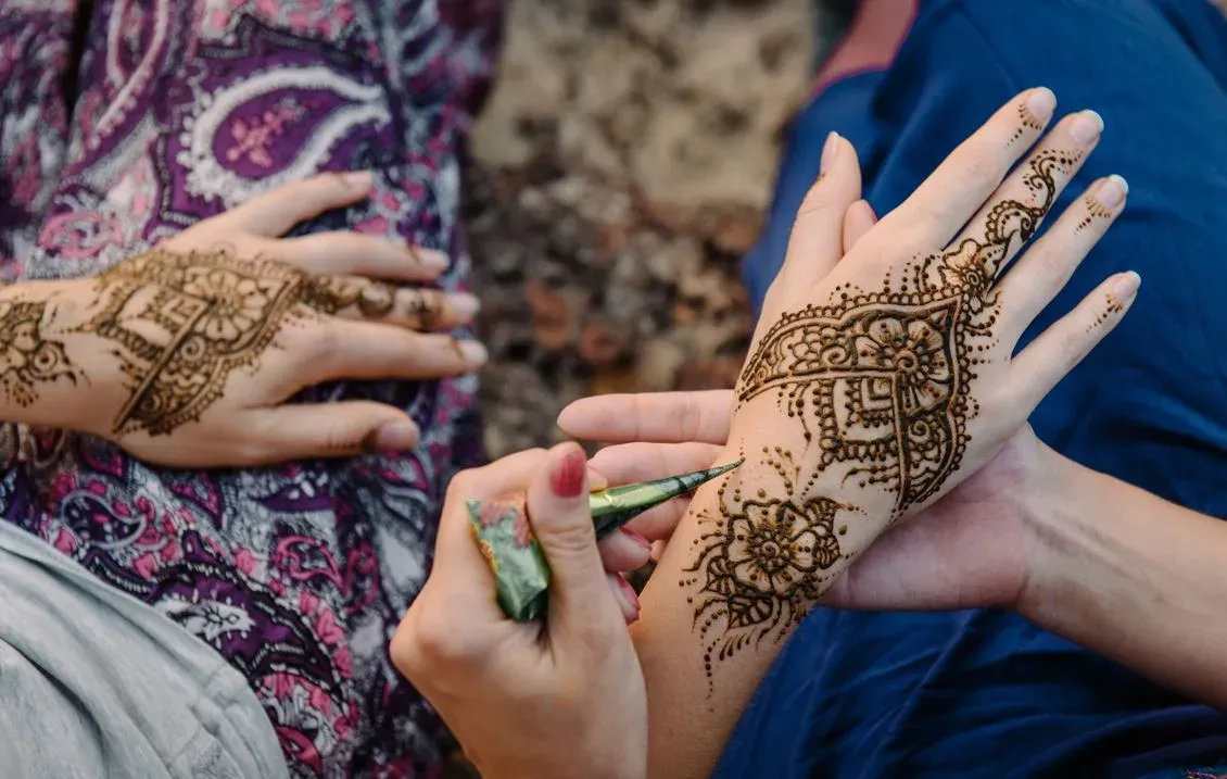 Traditional henna patterns creation process