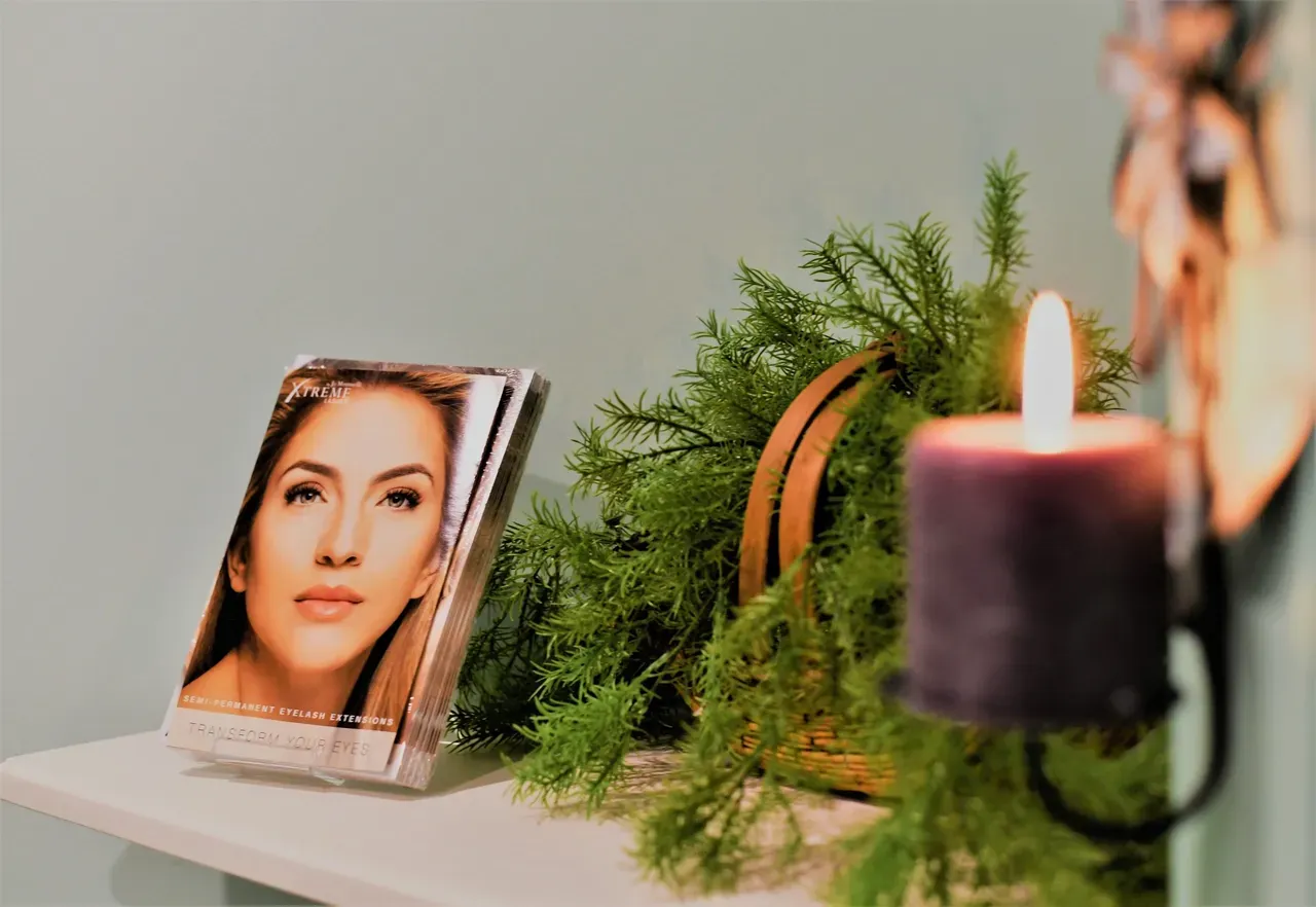 Elegant decor with candle and magazine